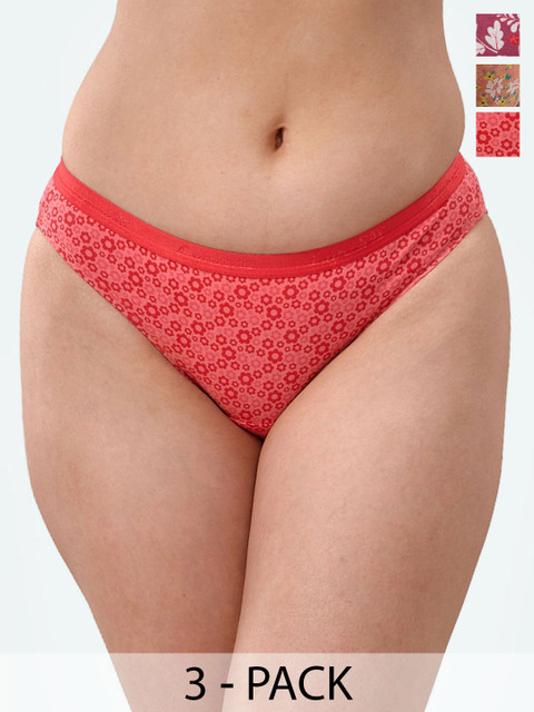 LYRA Pack Of 3 Assorted Floral Printed Bikini Briefs
