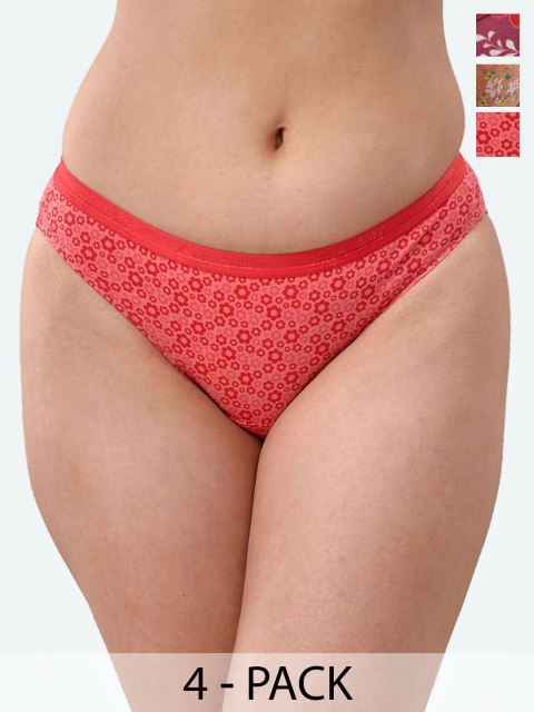 LYRA Pack Of 4 Assorted Anti-Odour Mid-Rise Bikini Briefs