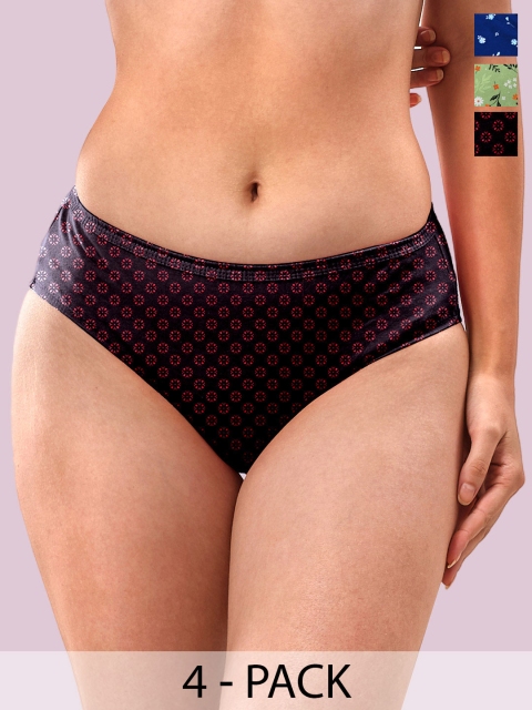 LYRA Pack Of 4 Assorted Mid-Rise Anti-Odour Bikini Briefs