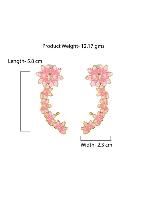 Estele Gold-Plated Floral Ear Cuff Earrings - Image 6