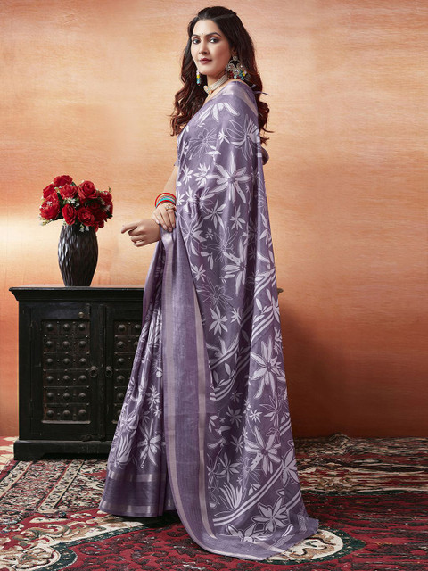 KALINI Floral Printed Zari Saree - Image 2