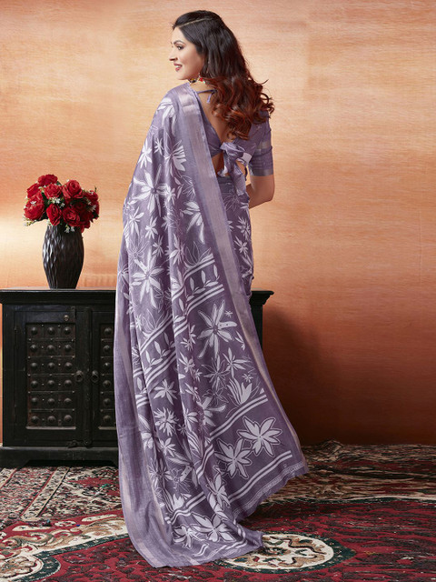 KALINI Floral Printed Zari Saree - Image 3