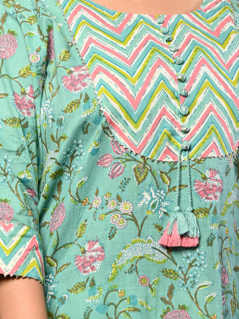 KALINI Plus Size Floral Printed Pure Cotton Kurta - Image 2