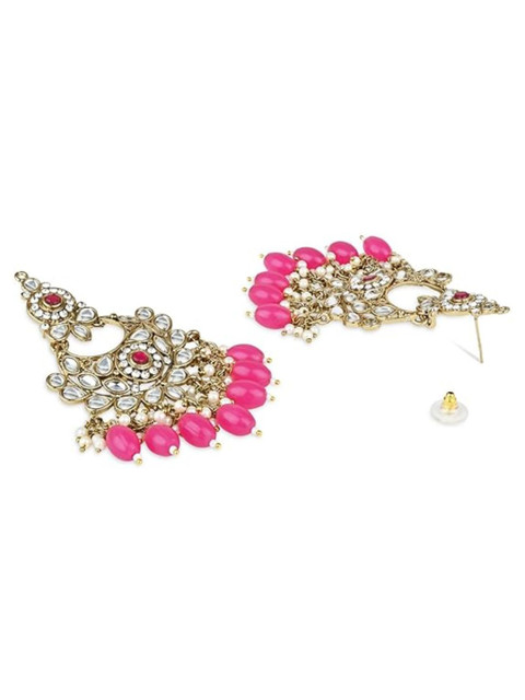 I Jewels Gold-Plated Kundan Contemporary Chandbalis - Image 4