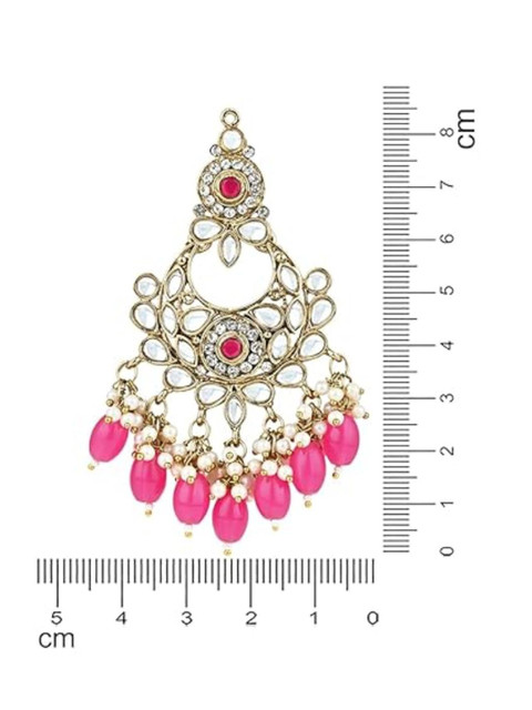 I Jewels Gold-Plated Kundan Contemporary Chandbalis - Image 6