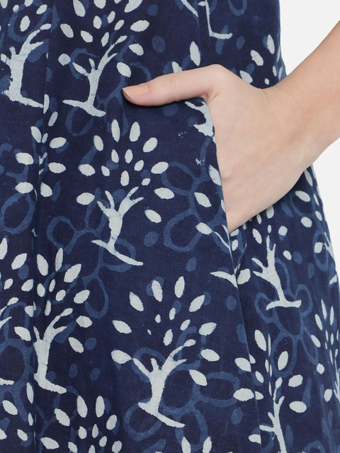 Indietoga Floral Print Shoulder Strap Fit & Flare Cotton Midi Dress - Image 7