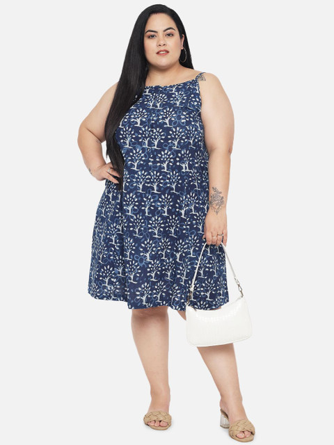 Indietoga Women Plus Size Hand Block Printed Sustainable Pure Cotton Dress - Image 7