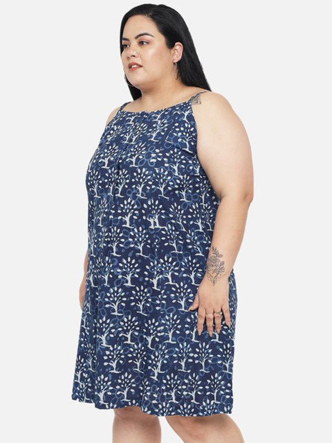 Indietoga Women Plus Size Hand Block Printed Sustainable Pure Cotton Dress - Image 4