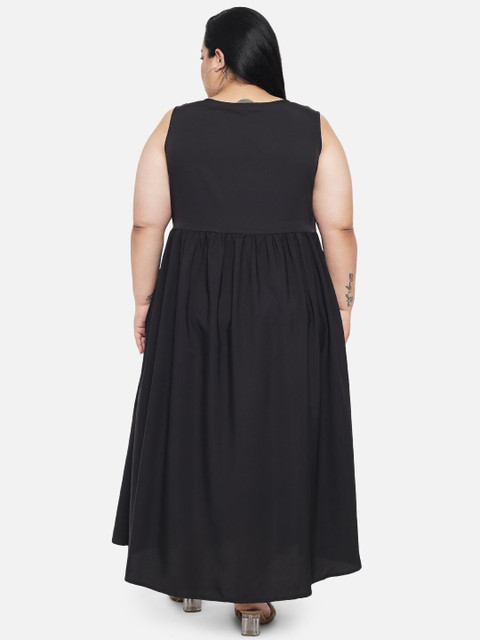 Indietoga Plus Size Round Neck Gathered Crepe Maxi Dress With Floral Print Shrug - Image 6