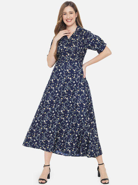 Indietoga Floral Printed Crepe Fit & Flare Long Maxi Dress - Image 7