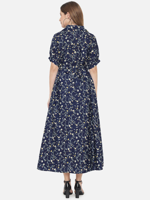 Indietoga Floral Printed Crepe Fit & Flare Long Maxi Dress - Image 5