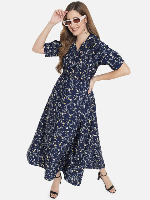 Indietoga Floral Printed Crepe Fit & Flare Long Maxi Dress - Image 6