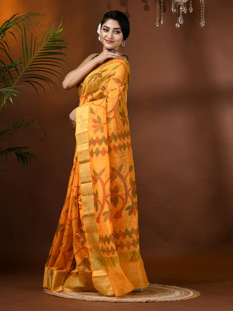 DESH BIDESH Floral Woven Design Zari Cotton Silk Saree - Image 2