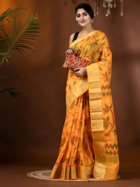 DESH BIDESH Floral Woven Design Zari Cotton Silk Saree - Image 5