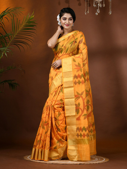 DESH BIDESH Floral Woven Design Zari Cotton Silk Saree - Image 4