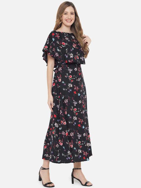 Indietoga Floral Print Flutter Sleeve Crepe Maxi Dress - Image 3