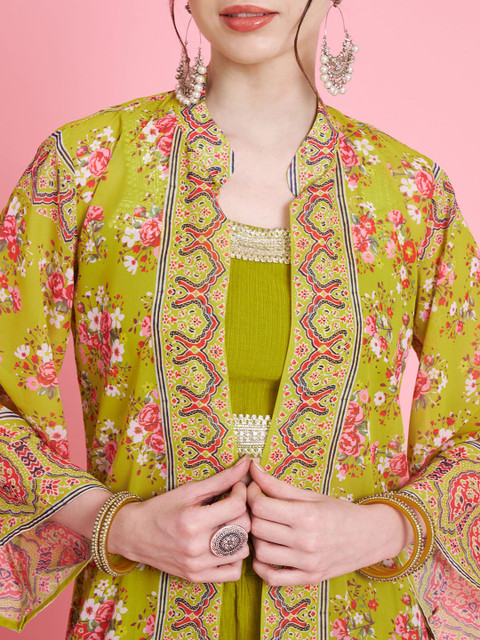 Vbuyz Women Floral Printed Top Shrug & Palazzos Co-Ords - Image 2