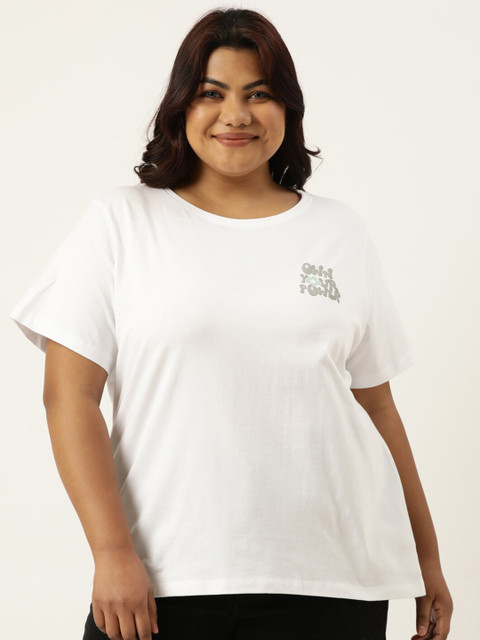 MARCA Bold Plus Size Typography Printed Round Neck Bio Finish Cotton Regular T-shirt