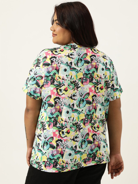 MARCA Bold Plus Size Floral Printed Round Neck Bio Finish Regular T-shirt - Image 5