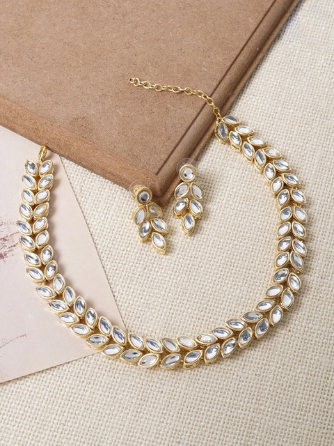 TEEJH Harshita Gold-Plated Kundan-Studded Jewellery Set