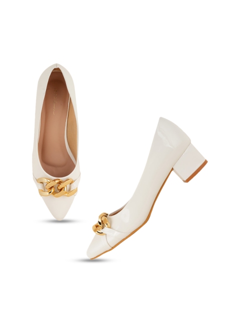 Mast & Harbour Embellished Pointed Toe Block Heeled Pumps - Image 6