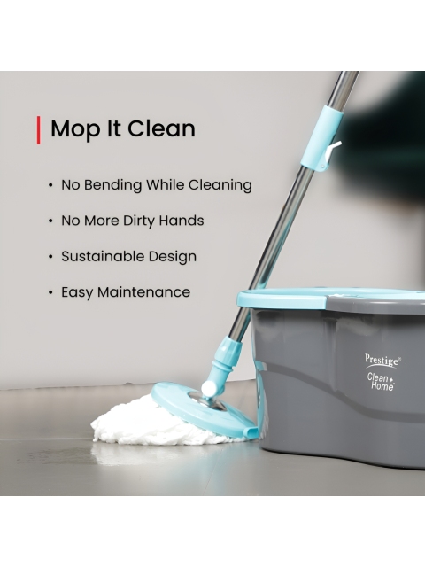Prestige CleanHome Alpha Blue & Grey Cotton Mop Set With 2 Microfiber Mop Heads - Image 4