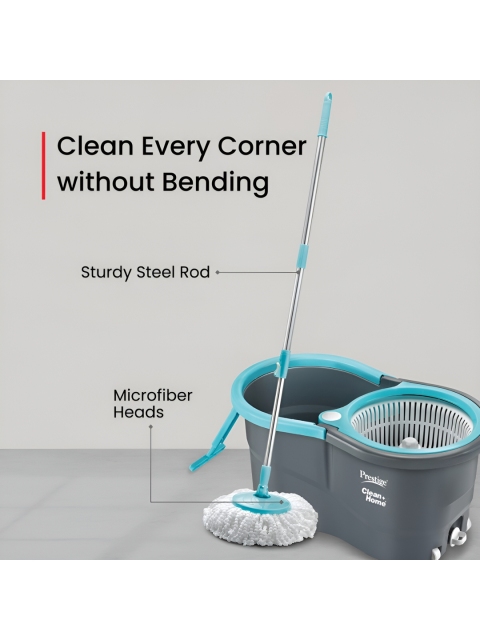 Prestige CleanHome Alpha Blue & Grey Cotton Mop Set With 2 Microfiber Mop Heads - Image 3