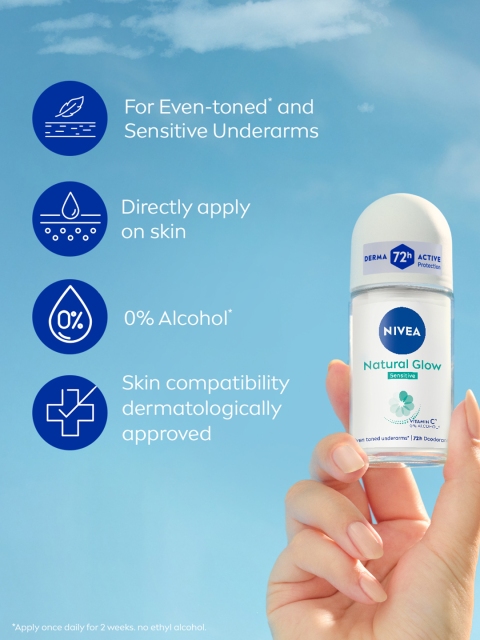 Nivea Women Natural Glow Sensitive Deo Roll On - 50 ml - Image 4