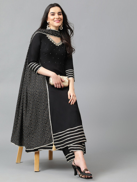 Khushal K Women Regular Gotta Patti Kurta with Palazzos & With Dupatta