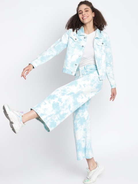TALES & STORIES Tie and Dye Lightweight Spread Collar Cotton Denim Jacket - Image 7