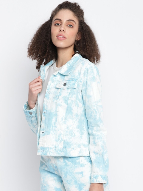 TALES & STORIES Tie and Dye Lightweight Spread Collar Cotton Denim Jacket - Image 4