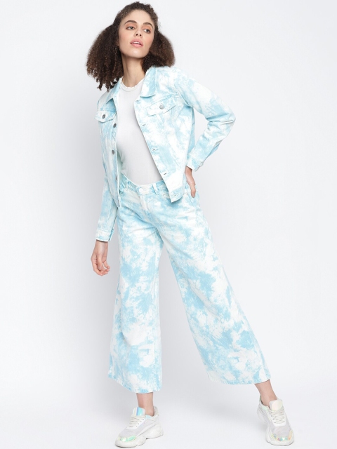 TALES & STORIES Tie and Dye Lightweight Spread Collar Cotton Denim Jacket