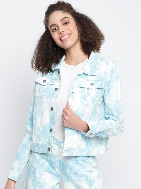 TALES & STORIES Tie and Dye Lightweight Spread Collar Cotton Denim Jacket - Image 6