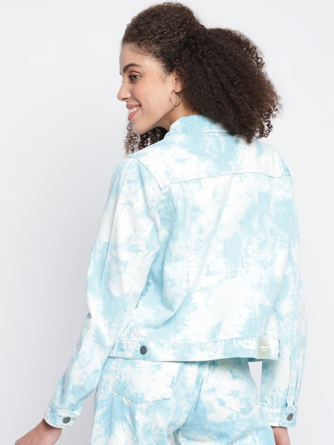 TALES & STORIES Tie and Dye Lightweight Spread Collar Cotton Denim Jacket - Image 5