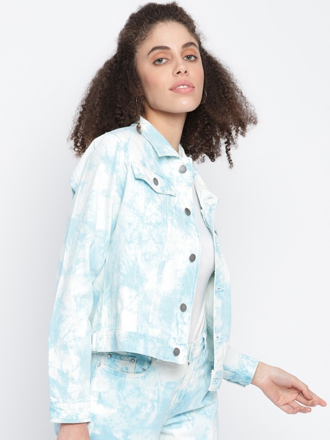 TALES & STORIES Tie and Dye Lightweight Spread Collar Cotton Denim Jacket - Image 3