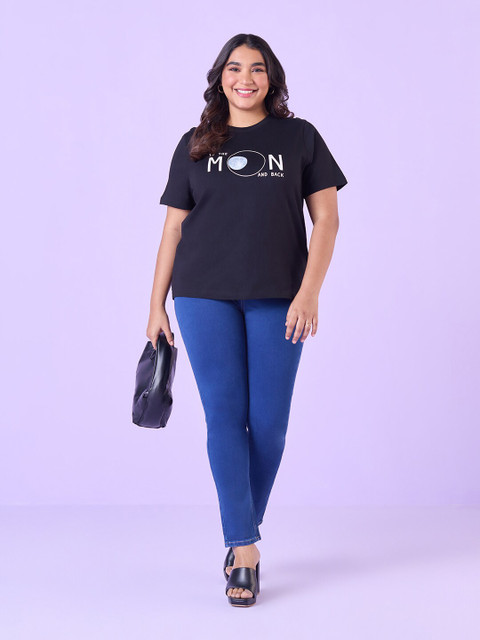 Big Hello - The Plus Life Typography Printed Cotton T-shirt