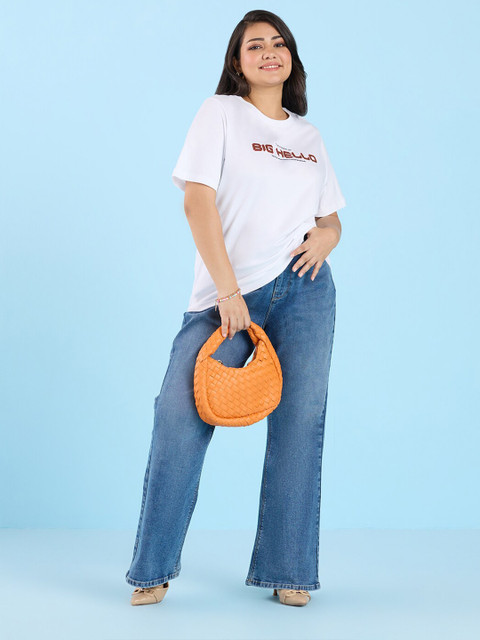 Big Hello - The Plus Life Typography Printed Round Neck Cotton T-shirt - Image 5