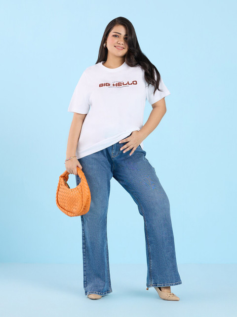 Big Hello - The Plus Life Typography Printed Round Neck Cotton T-shirt - Image 6