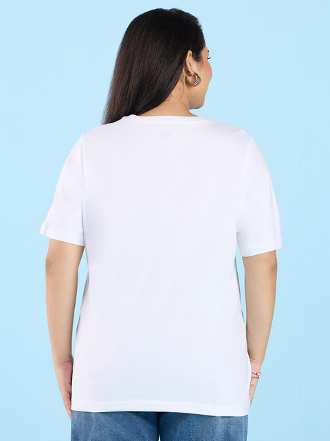 Big Hello - The Plus Life Typography Printed Round Neck Cotton T-shirt - Image 4