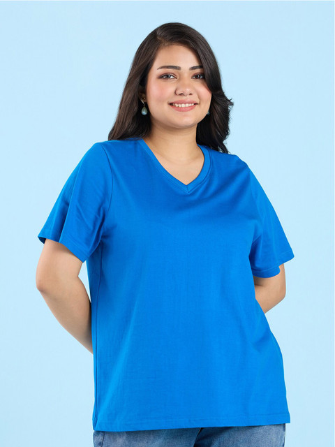 Big Hello - The Plus Life V-Neck Cotton T-shirt