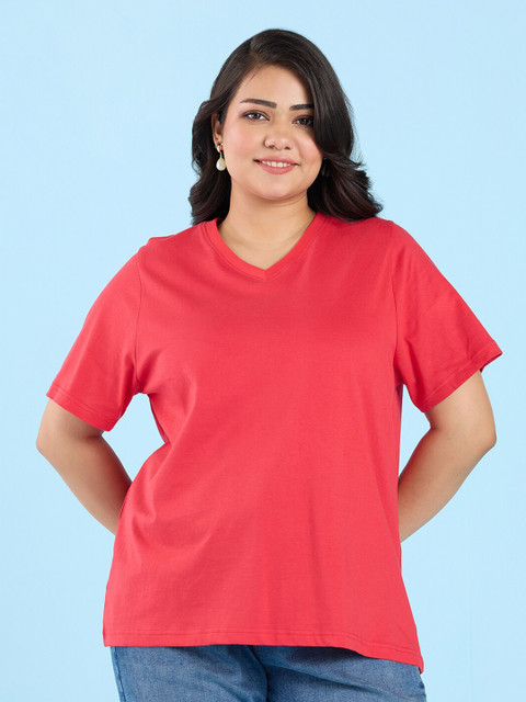 Big Hello - The Plus Life V-Neck Cotton T-shirt