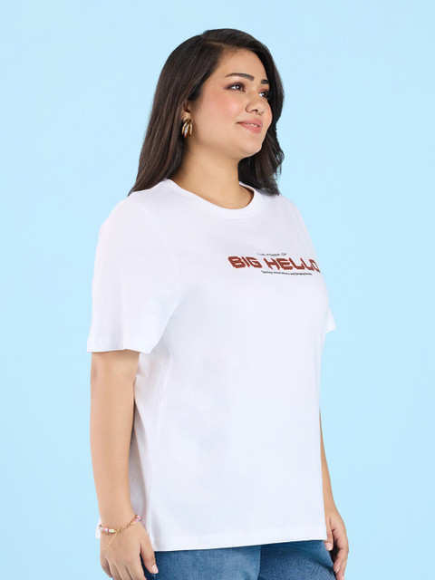 Big Hello - The Plus Life Typography Printed Cotton T-shirt - Image 3