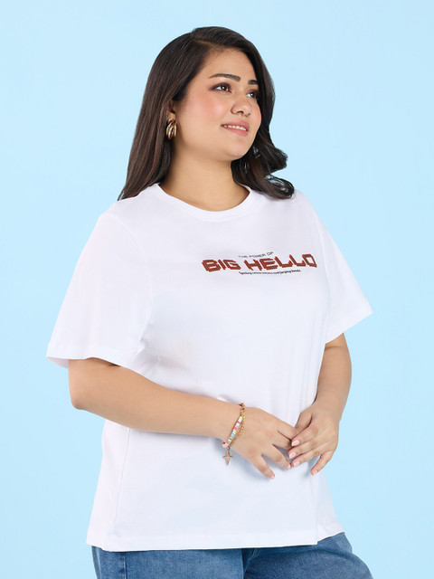 Big Hello - The Plus Life Typography Printed Cotton T-shirt - Image 7