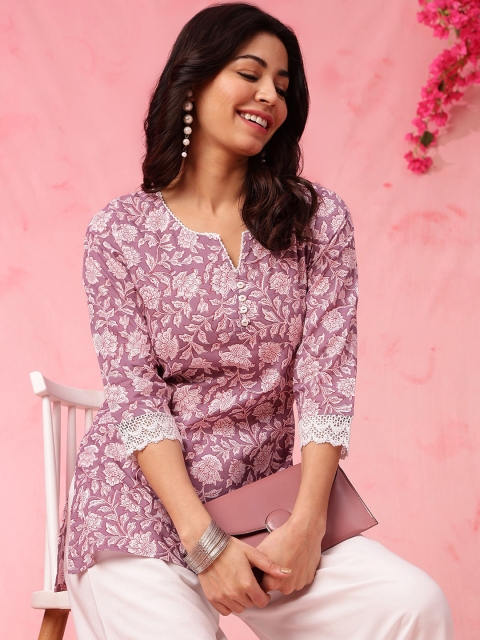 Anouk Ethnic Motifs Printed Pure Cotton Straight Kurti - Image 6