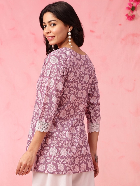 Anouk Ethnic Motifs Printed Pure Cotton Straight Kurti - Image 4