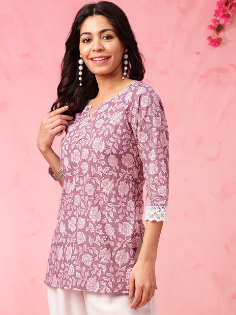 Anouk Ethnic Motifs Printed Pure Cotton Straight Kurti - Image 3