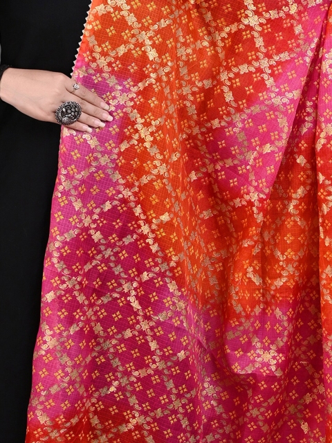 Apratim Checked Printed Zari Dupatta - Image 2