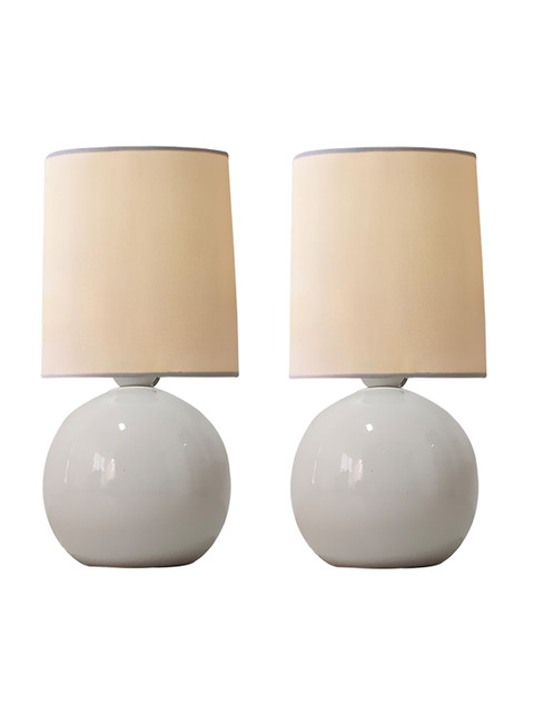 Homesake White 2 Pieces Ceramic Contemporary Frustum Table Lamps - Image 2