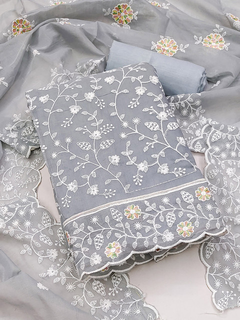 MANVAA Floral Embroidered Unstitched Dress Material