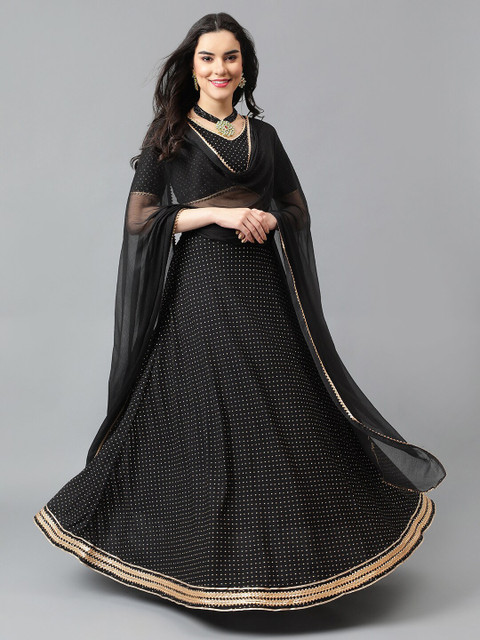 Khushal K Bandhani Printed Gotta Patti Ready to Wear Lehenga & Blouse With Dupatta